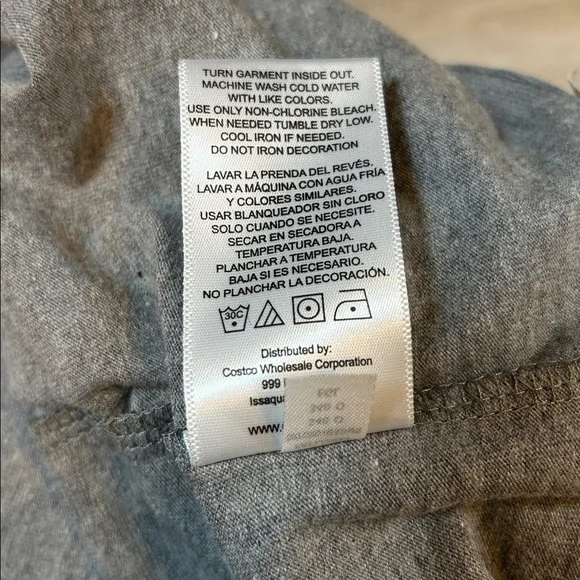 Champion Unisex Long Sleeve Hoodie Tee | Oxford Heather Gray Blue Logo T-Shirt M - Picture 6 of 6